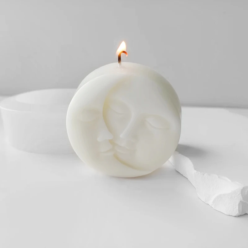 

Moon Face Silicone Molds Handmade Soap Scented Candle Plaster Resin Mould Cake Decoration Mold Candles Making Supplies