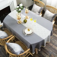 oval tablecloth cotton linen table cloth dinning table cover room out dinning table set decorating geometric fawn pattern