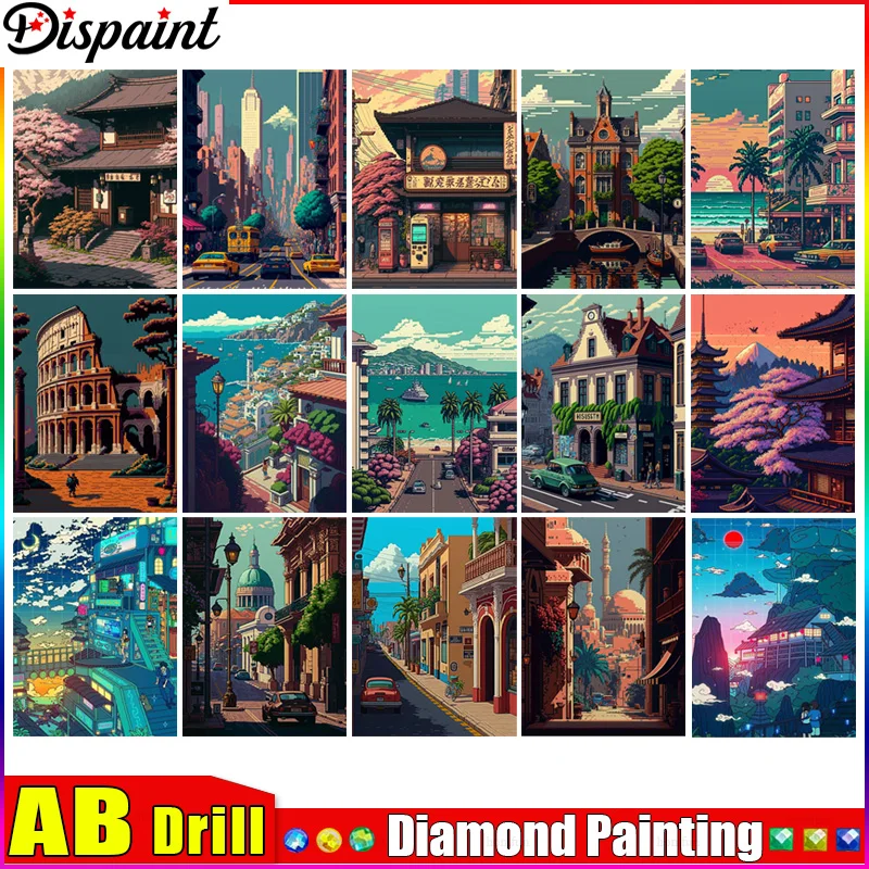 malowidło AB kwadratowe/okrągłe wiertło 5D obraz diamentowy DIY „dom plaża drzewo” haft krzyżykowy pełny wystrój ze strasu