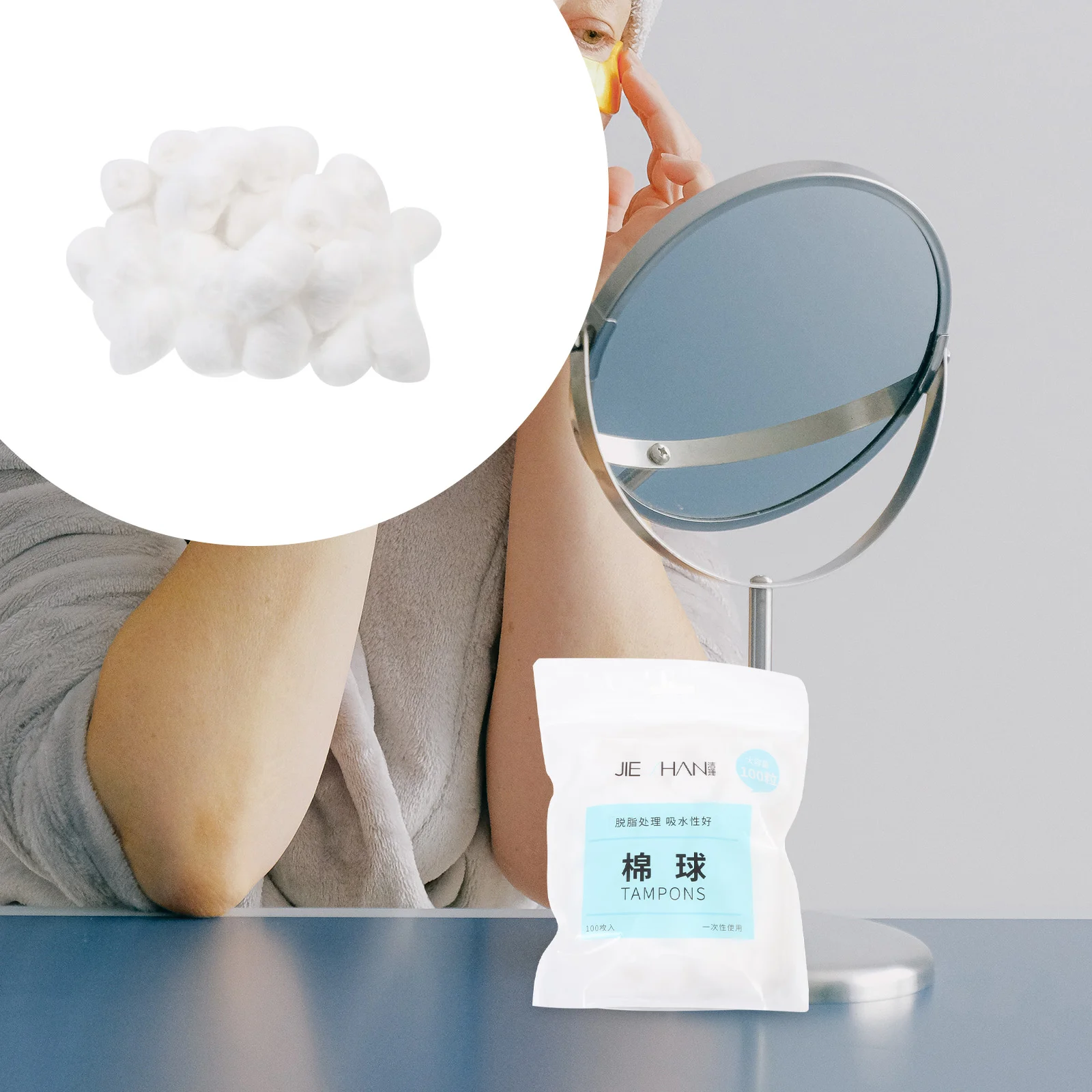 

200Pcs Non Degreasing Salon Cotton Balls Cupping Store Cosmetic Cotton Balls