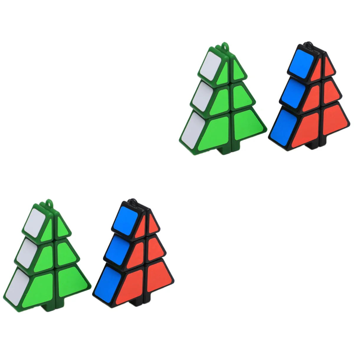 

4 pcs Christmas Tree Shape Cube Fun Cubes Educational Christmas Gift for Children Kids (Black+Green)