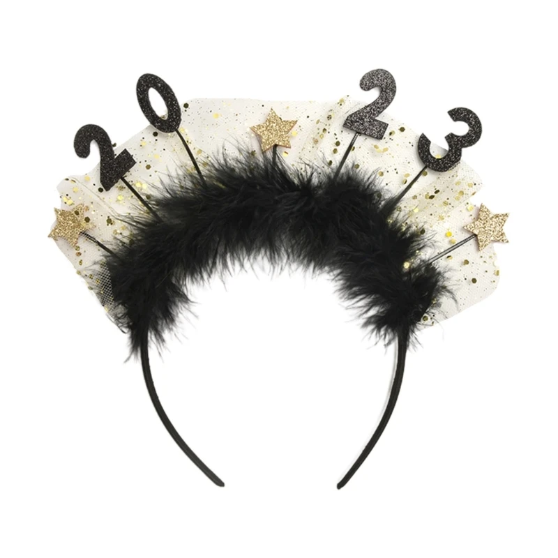 

Блестящая повязка на голову в форме цифр, модель 2023, ободок, головной убор на Рождество, для представлений, для Хэллоуина, вечеринки, костюм, реквизит, унисекс, M6CD
