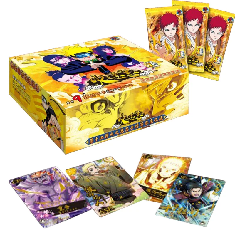 Naruto Genuine Anime Figures Cards Uzumaki Naruto Collectible Cards Bronzing Barrage Flash Card Table Toys Gifts For Children