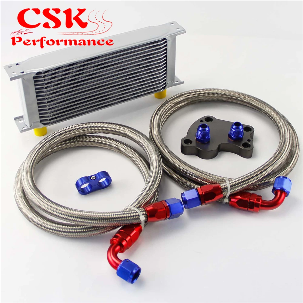 

16 Row 248mm AN10 British Oil Cooler Kit Fits For BMW Mini Cooper R53 Supercharger Silver/Black