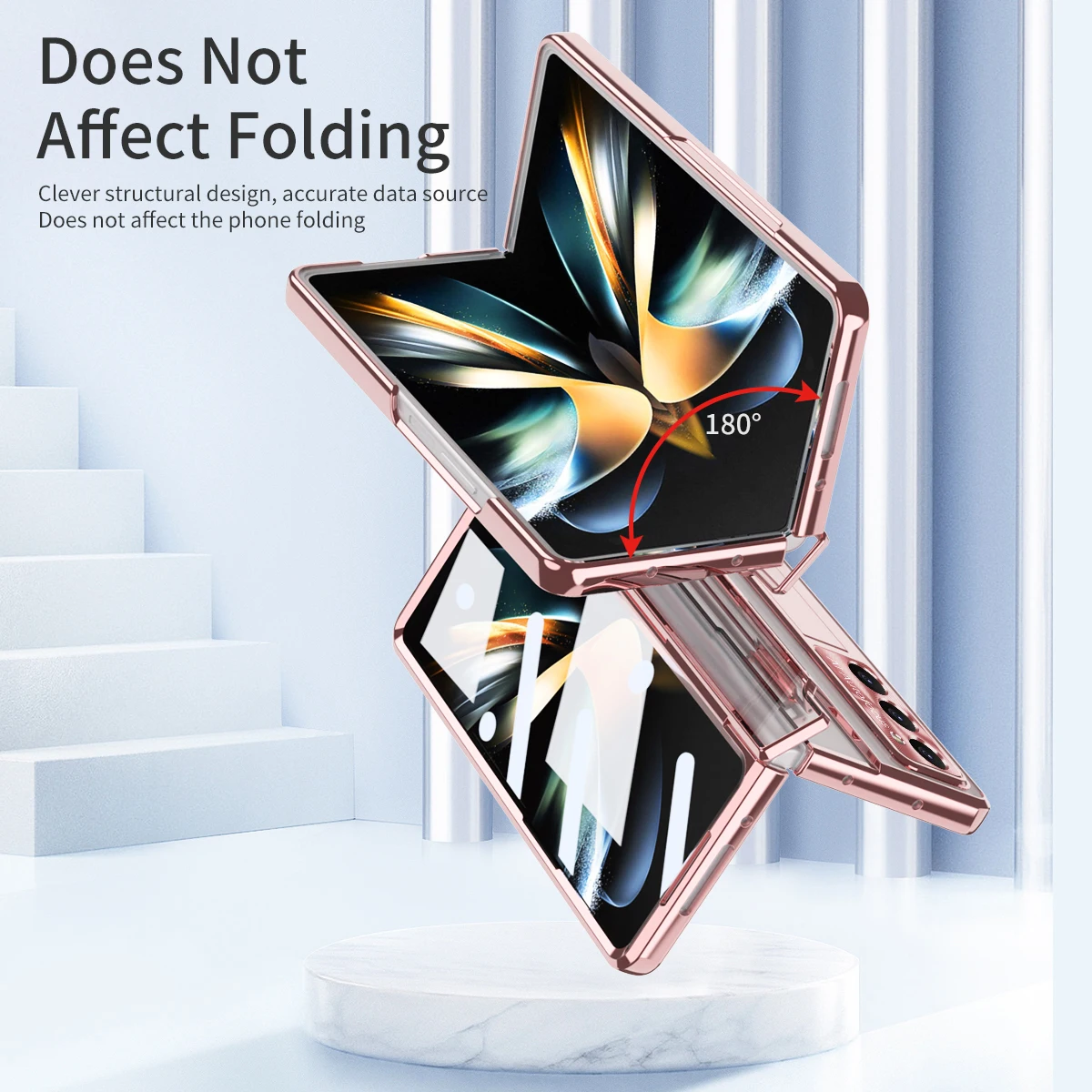 Luxury Shell Film Integrated Hinge Folding Phone Case For Samsung Galaxy Z Fold 5 Anti-bump Transparent Folding Protective Cover