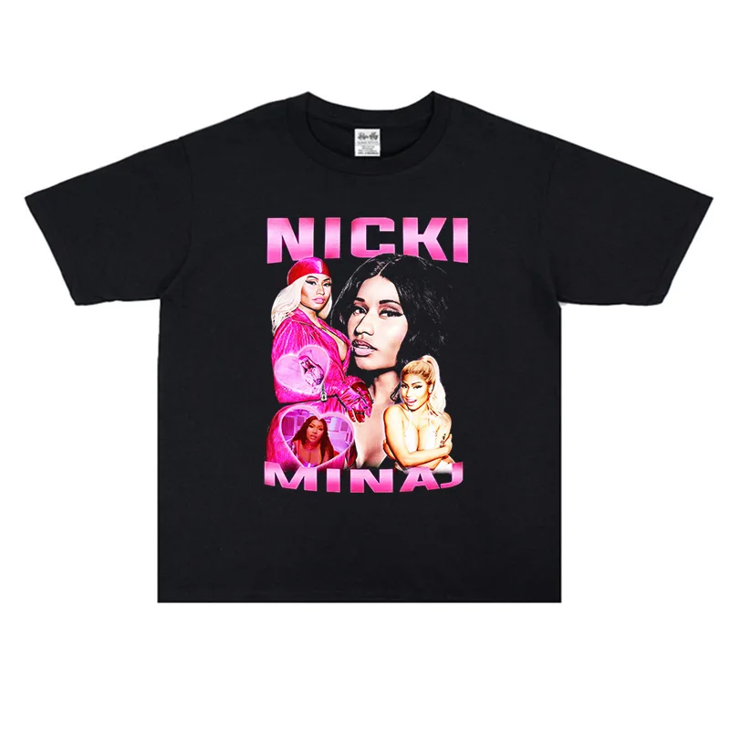 

Rappers Nicki Minaj Print Graphic T-shirt Regular Men Women Vintage T Shirt Male Fashion 90s Oversized Tshirt Hip Hop Streetwear