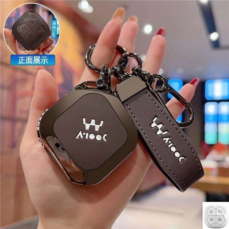 Фото Чехол для смарт-ключа Wuling Aishang – защитный чехол для дистанционного ключа из цинкового сплава и кожи, с защитой от царапин и брелоком №5