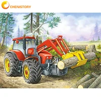 chenistory diy painting by numbers excavator picture modern decorative on canvas wall art oil painting for home decor gift