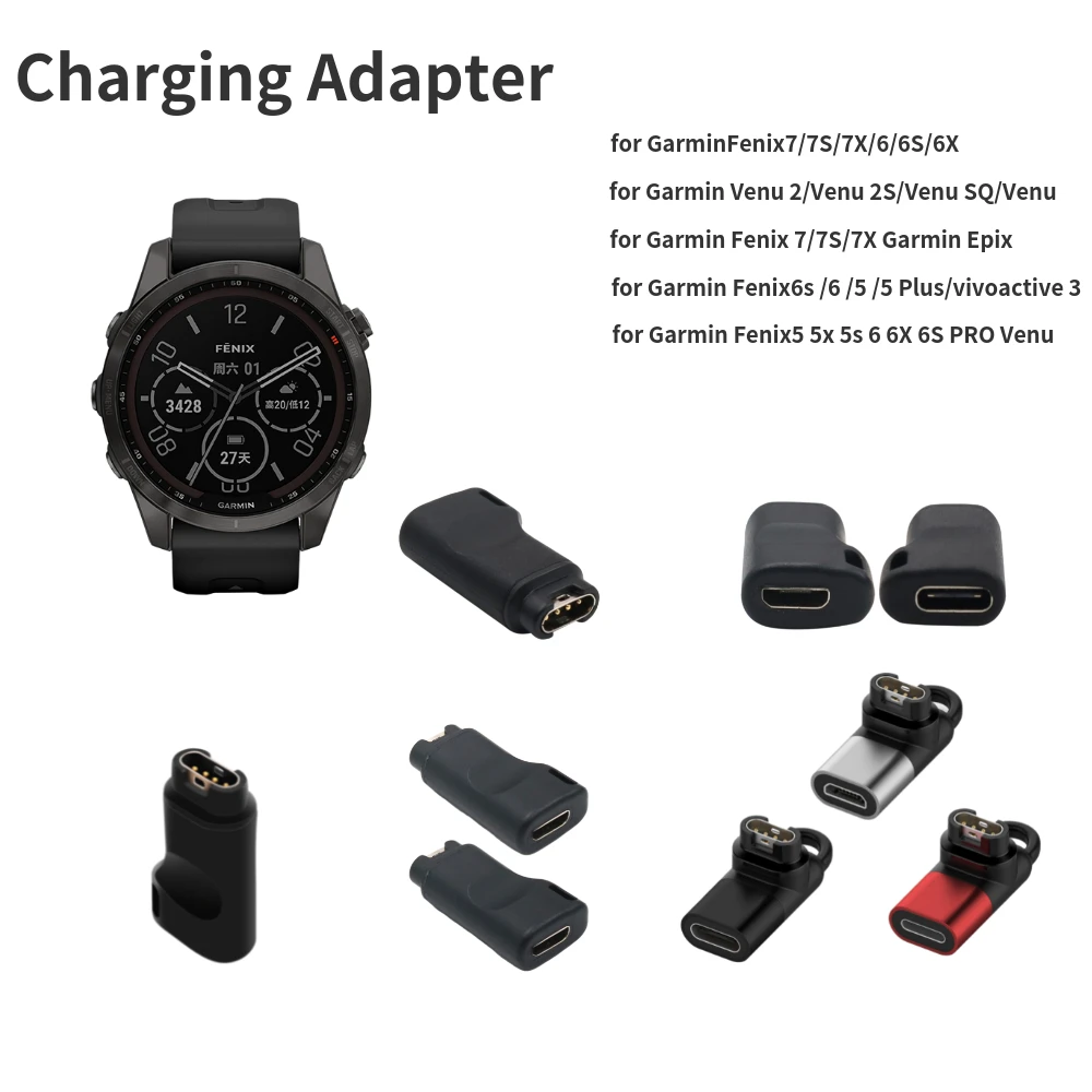 

Type C/Micro USB Smart Watch Charging Converter for Garmin Fenix 7/7S/7X/6/6S/6X Garmin Venu 2/Venu 2S/Venu SQ Watch Accessories