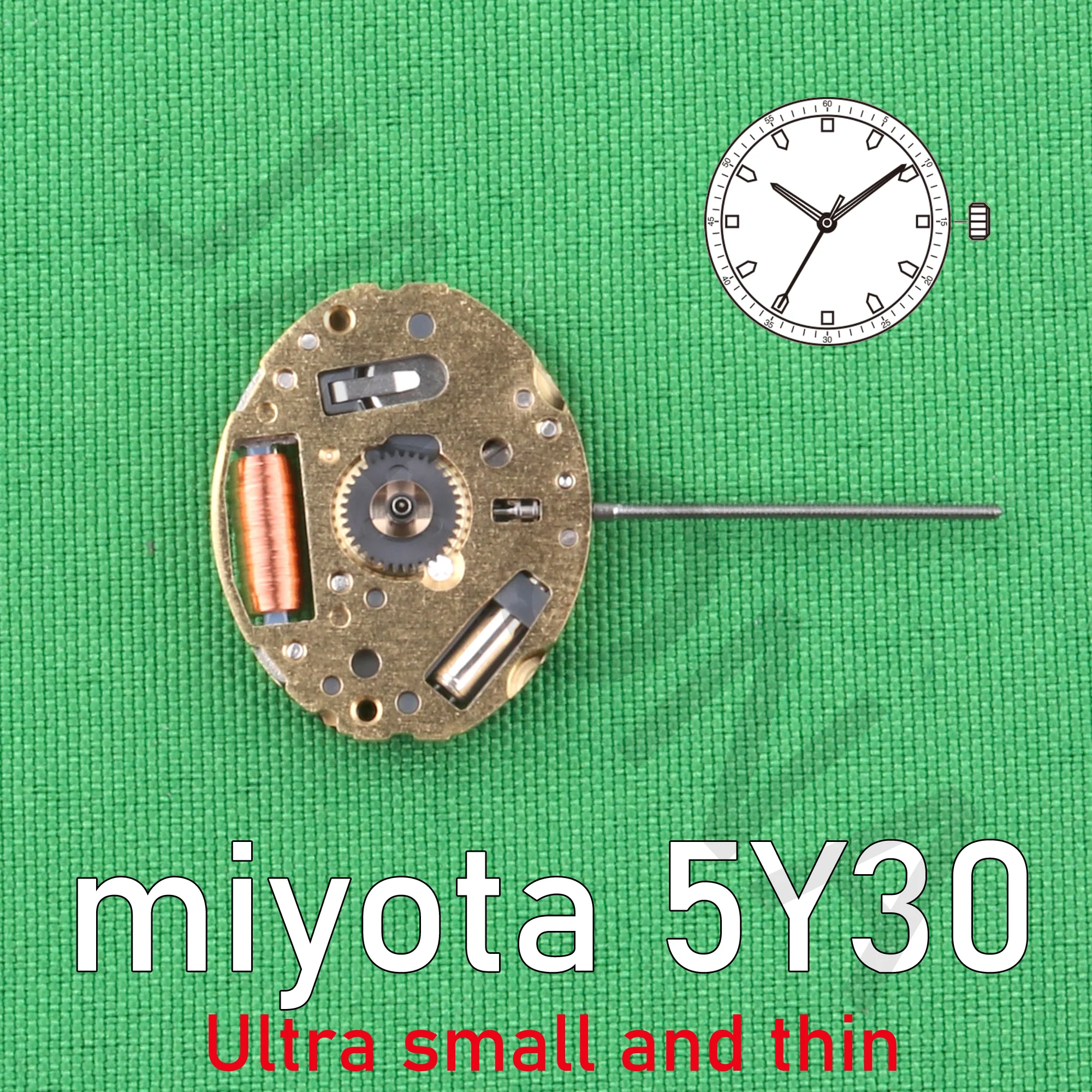 Miyota 5Y30 Japan Quartz Movement Three-Hand Calendarless Small movement perfect for smaller designs and accessory-type watches.