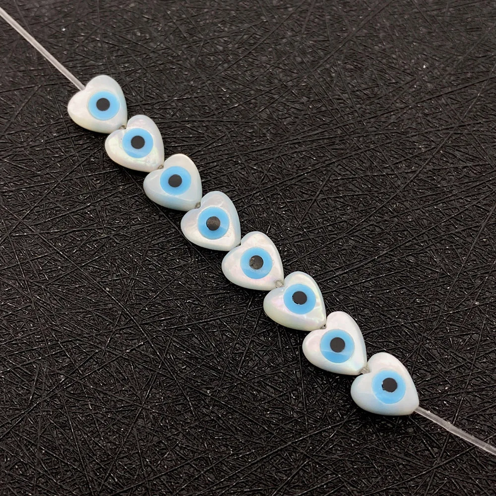

Devil's Eye Natural Seawater Shell Bead Evil Eye Heart Shape Charms for Jewelry Making DIY Necklace Bracelet Earring Loose Beads