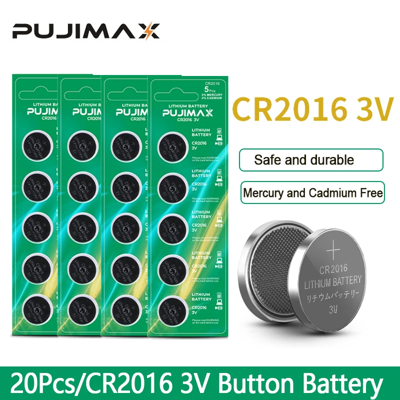 

PUJIMAX 20 шт. CR2016 3 В литиевая батарея Кнопка Батарея Универсальный Автомобильный ключ калькулятор часы дистанционное управление электронные п...