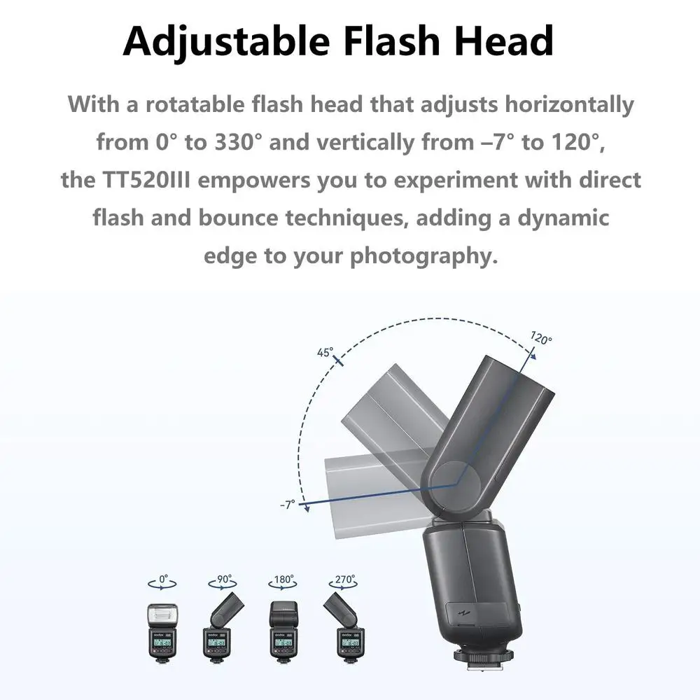 Фото Godox TT520 III Thinklite Camera Flash 443 МГц с беспроводным триггером со вспышкой, универсальная горячая башмака для Canon Nikon Sony Fuji №4