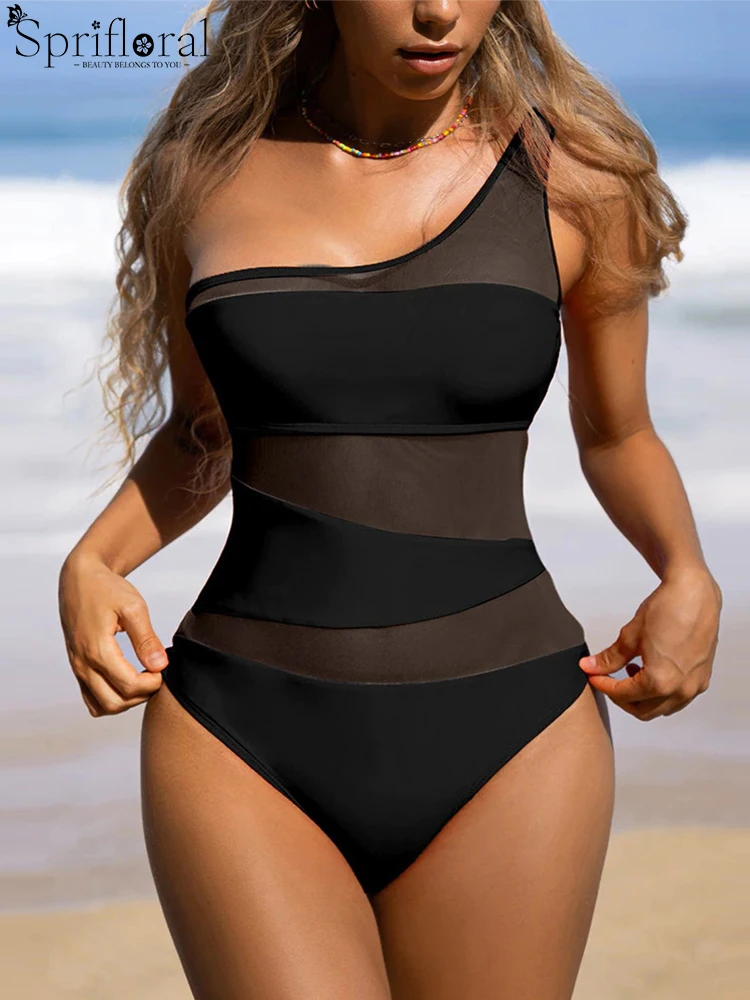 

Сексуальный слитный купальник на одно плечо, сетчатый купальник в стиле пэчворк, женский купальный костюм с вырезом на лето 2023, купальный костюм с открытой спиной, боди, пляжная одежда