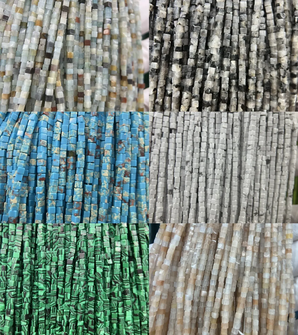 

3x3mm Natural Faceted Cutting Cube Amazonite Black And White Stone Blue Turquoise Loose Round Stone for Jewelry Making 15inch