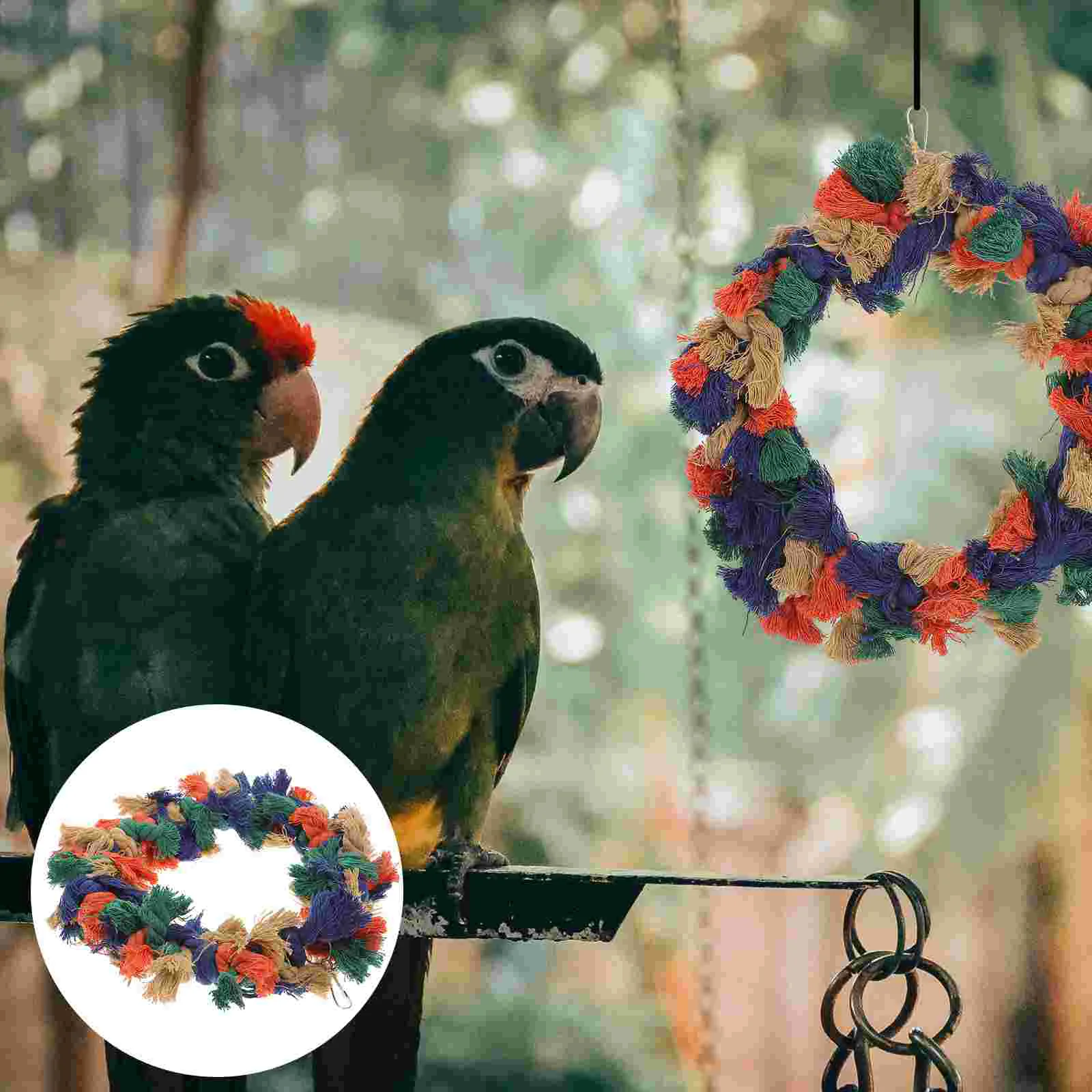 

Parrot Swing Bird Toys Toy Hanging Rope Bite Chewing Swings Chew Hammock Budgie Parakeet Cage Perch Ornament Wreath Bar Ladders