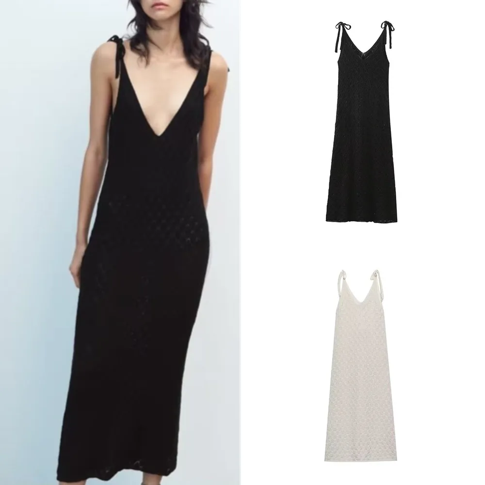 

COS LRIS Europe and America 2023 Summer Fashion New Slim Slim Knitted Knitted Dress with Knotted Straps 6771092