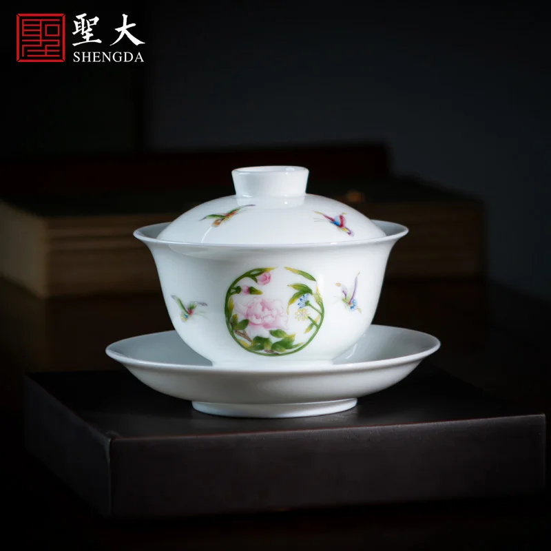 

Tureen ручная роспись Керамическая цветная эмаль Летающая бабочка видит tureen чайная чаша полный руководство Цзиндэчжэнь чайное обслуживание