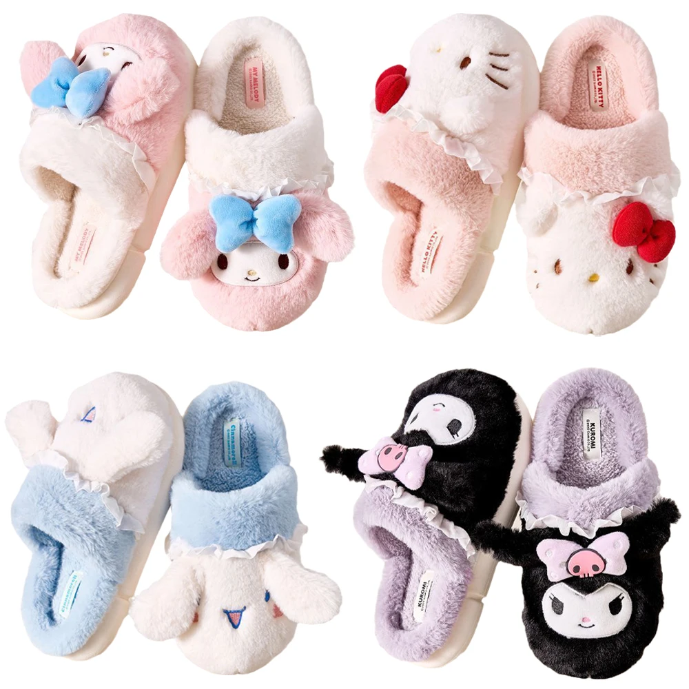 

Sanrios Kuromi My Melody Hellokittys Cinnamoroll Cotton Slippers Girls Home Furnishings Antiskid Leisure Slippers Plush Slippers