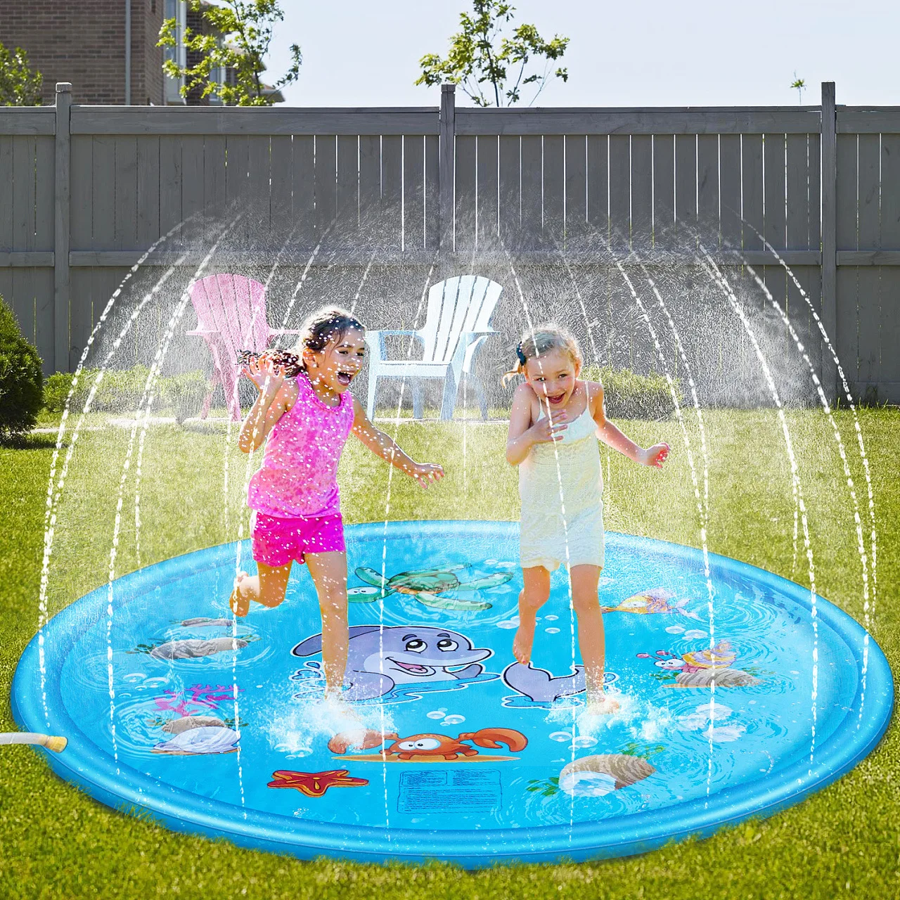

Roclub Summer Outdoor Inflatable Round Water Splash Play Pools 100/170cm Children Playing Sprinkler Mat Yard Water Spray Pads