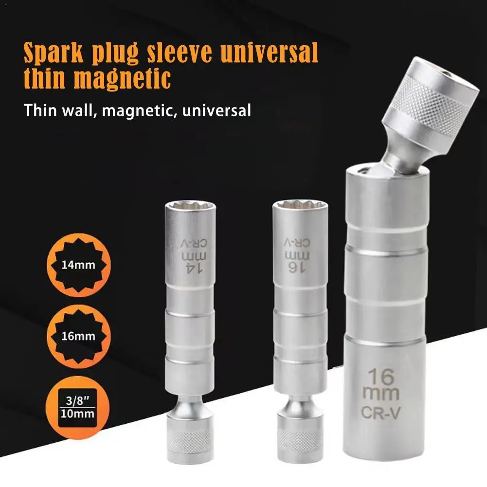 

14/16mm Car Repairing Tool Spark Plug Socket Wrench Magnetic 12 Angle Spark Plug Removal Tool Thin Wall 3/8" Drive Sockets