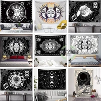 mandala flower tapestry white black sun and moon tapestry bedroom wall hanging tarot hippie wall rug dorm home decor blanket
