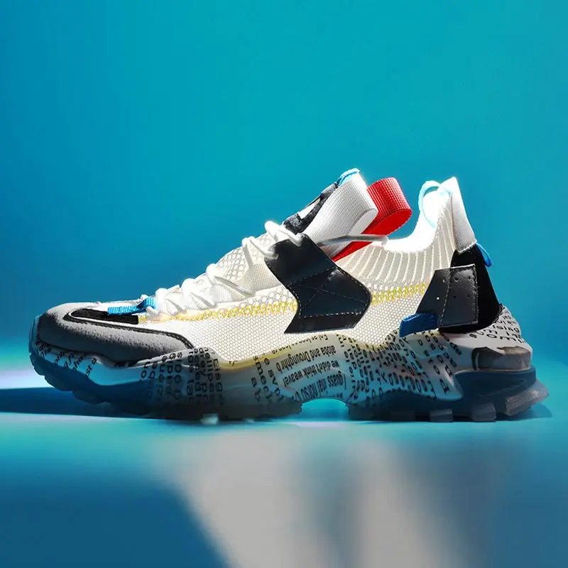 

Кроссовки мужские с резиновой подошвой, Классическая вязаная спортивная обувь для тенниса, треккинга, бега, осени