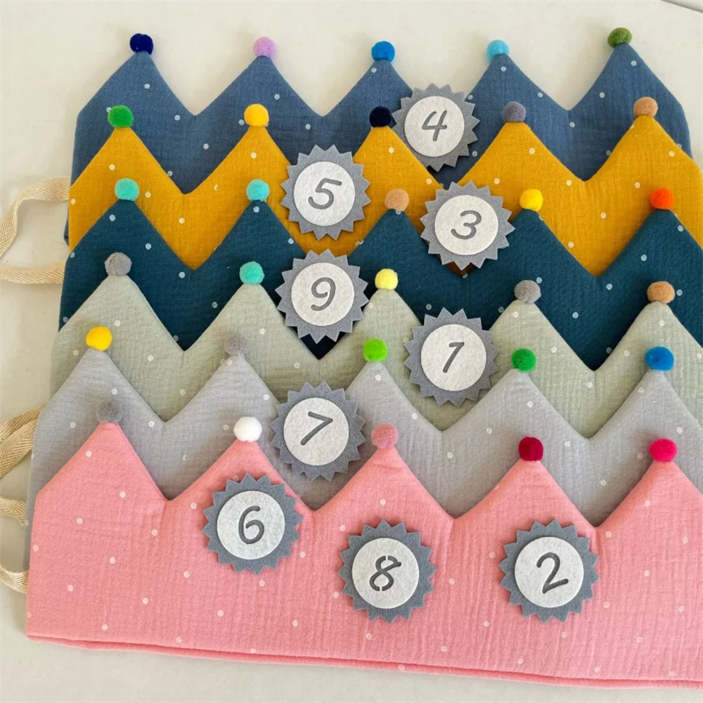 Короны на день рождения для детей многоразовые съемные цифры хлопковая ткань