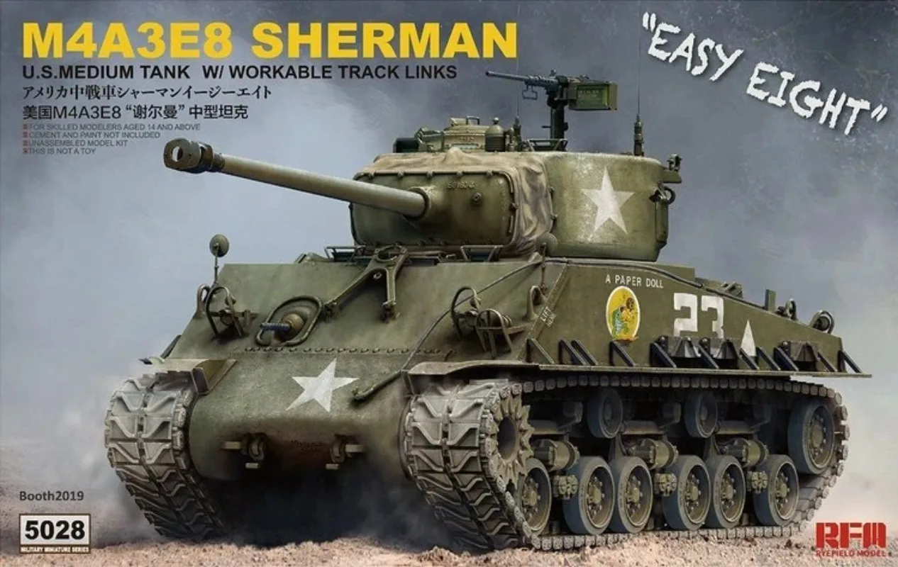 Фото Модель RYEFIELD RFM RM-5028 1/35 M4A3E8 Sherman с подвижными звеньями гусениц №1