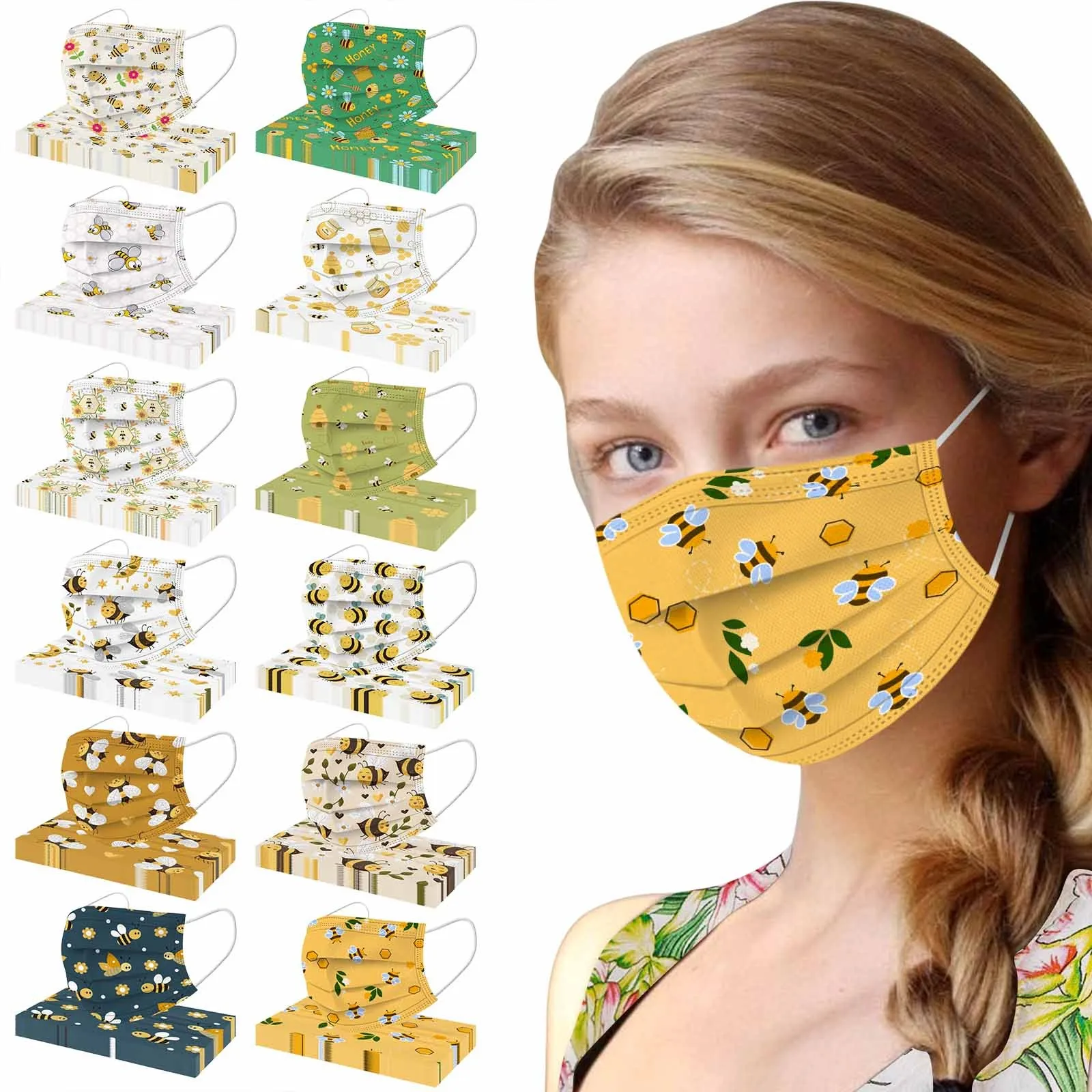 Маски одноразовые весенние трехслойные из нетканого материала для косплея 10 шт. |