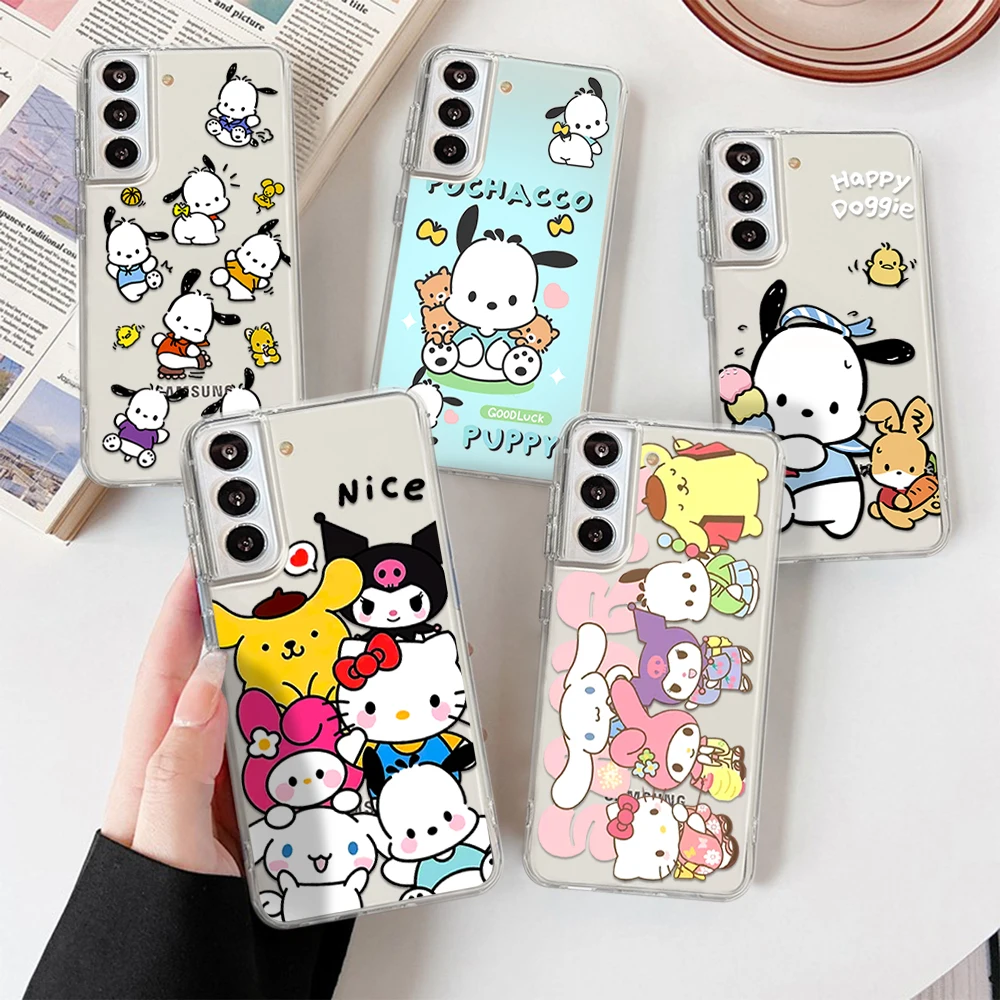 

Sanrio HELLO KITTY Phone Case For Samsung Galaxy S22 S21 S20 Ultra Plus Pro S10 S9 S8 4G 5G Pochacco Soft Funda Capa cover
