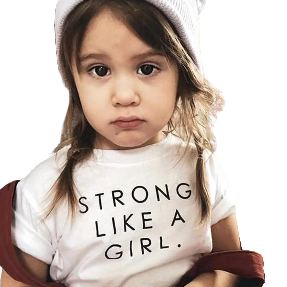 Cute Strong like a girl T-shirt Kids Clothes Baby girls Tee Girl Powr Empowerment Strong tops Kids Girl Feminist Shirts