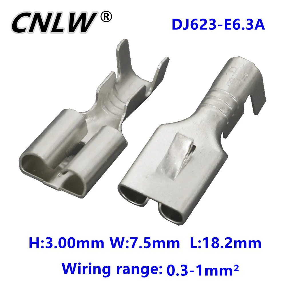 100 шт., обжимная Клемма из латуни, серия 6,3, 0,4