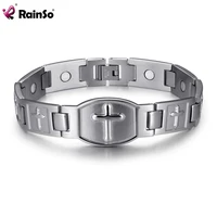 rainso stainless steel magnetic bracelet for women silver color bangle health energy cuff strand bracelet fashion men jewelry