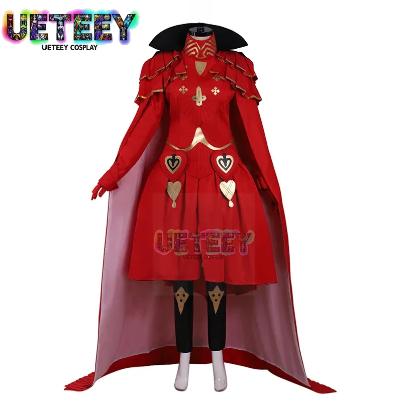 Фото UETEEY Fire Emblem Three Houses Edelgard Von Hresvelg Платье Костюм Хэллоуин Рождество Женская Красная Юбка Наряд Косплей Костюм №1