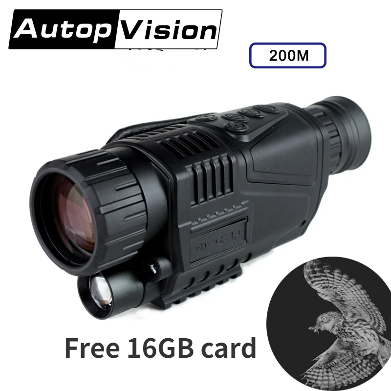 

Монокуляр ночного видения P1S, 200 м, телескоп для наблюдения за дневным видением, инструмент для обнаружения, ночное видение, видеозаписывающая камера с картой памяти 16 Гб