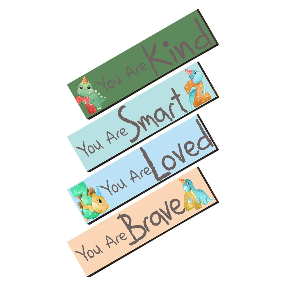 

4Pcs Wooden Inspirational Quotes Hanging Wall Sign for Kids' Room Wooden Hanging Decor