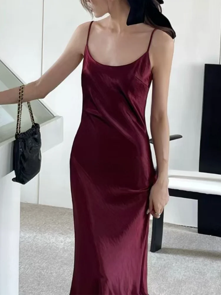 Ankela красное расширенное платье на бретельках из уксуса женское осеннее новое