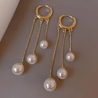 2022 new imitation pearl pendant earrings korean fashion chain long style tassel earrings party ladies girls jewelry accessories