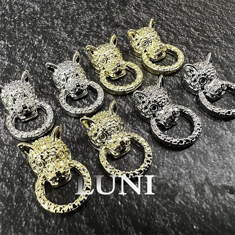 

30PCS Retro Leopard Metal Nails Art Charms 3D Metal Alloy Lion Heart Nail Art Ornament Lion Knocker Nail Art Decoration Manicure