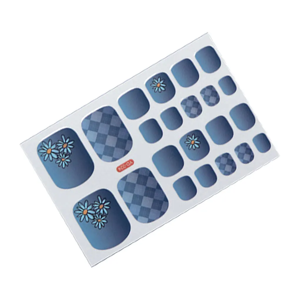 Наклейка для ногтей на пальцах ног с цветами Освежающая цветная самоклеящаяся