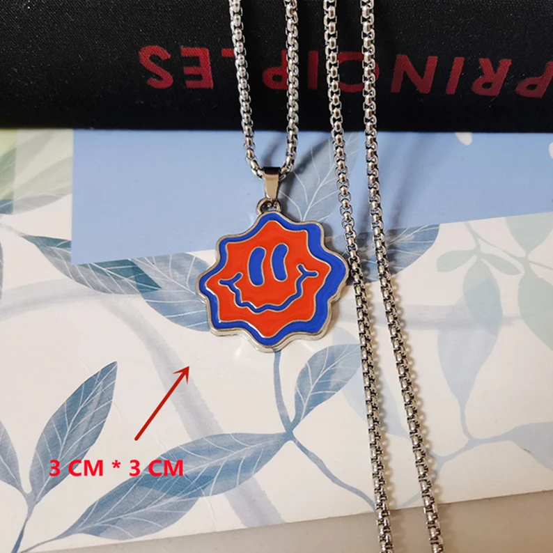 

украшения в стиле хип-хоп с красным смайликом для женщин украшения из нержавеющей стали в стиле стимпанк для мужчин длинное женское ожерель...