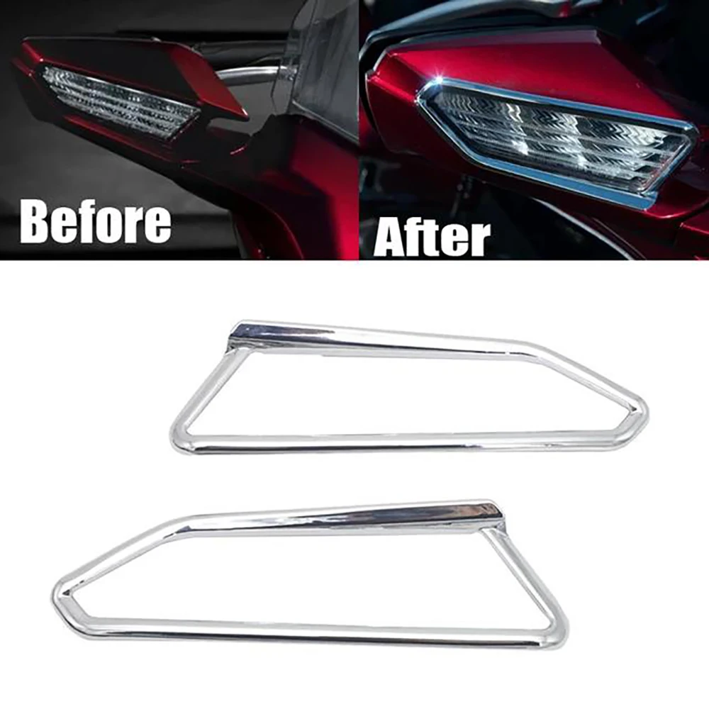 

For Honda Goldwing GOLD WING 1800 GL1800 2018 2019 2020 Chrome Rear View Side Mirror Surround Turn Signal Frame Decoration Trims