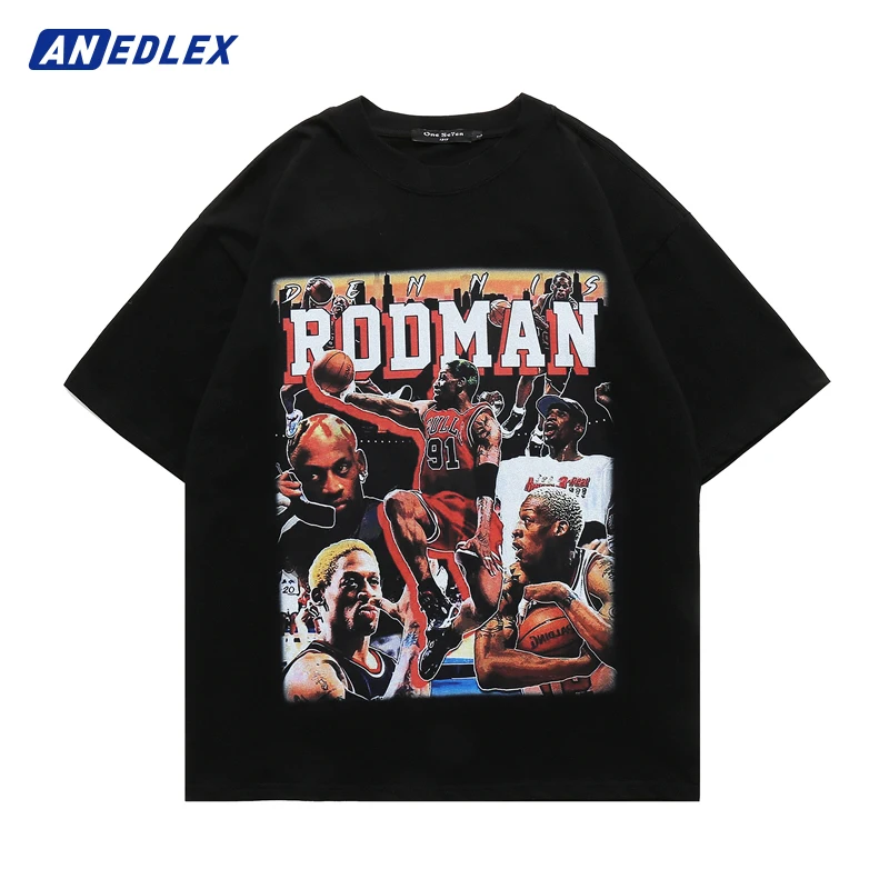 

2022 Hip Hop Men T Shirt Streetwear Dennis Rodman Graphic T-Shirt Cotton Summer Short Sleeve Tshirt Harajuku Black Tops Hipster