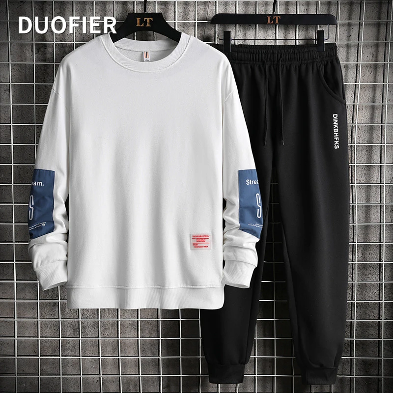 

2022 Autumn Men Casual Sets Long Sleeve O-neck Sweatshirt + Drawstring Pants Tracksuit Set Unisex Brand Clothing 2 Pieces Sets