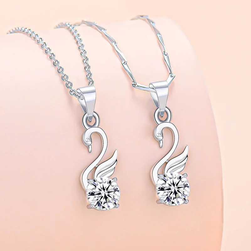 

New 2022 Designer Swan Necklace Zircon Pendant With Cross Chain Melon Seed Chain