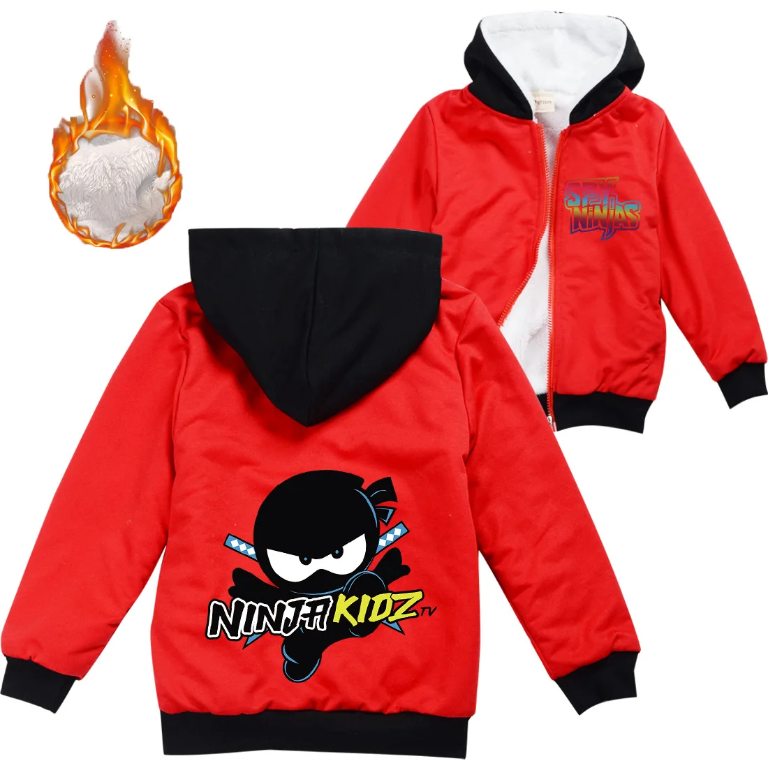 Новая зимняя детская одежда NINJA KIDZ теплая плотная бархатная куртка с капюшоном на