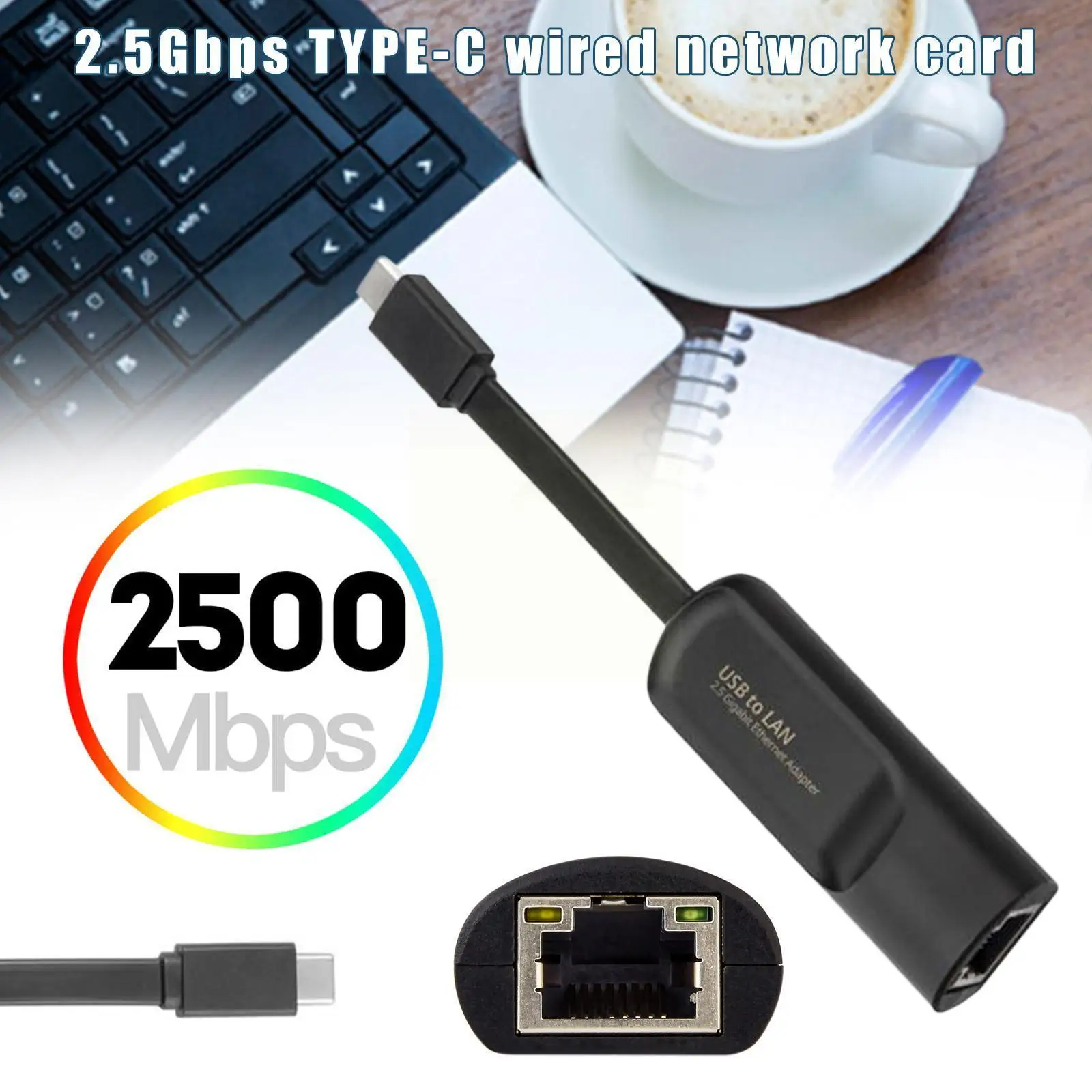 USB C внешняя Проводная сетевая карта 2500 Мбит/с Тип к RJ45 конвертер Ethernet Lan адаптер