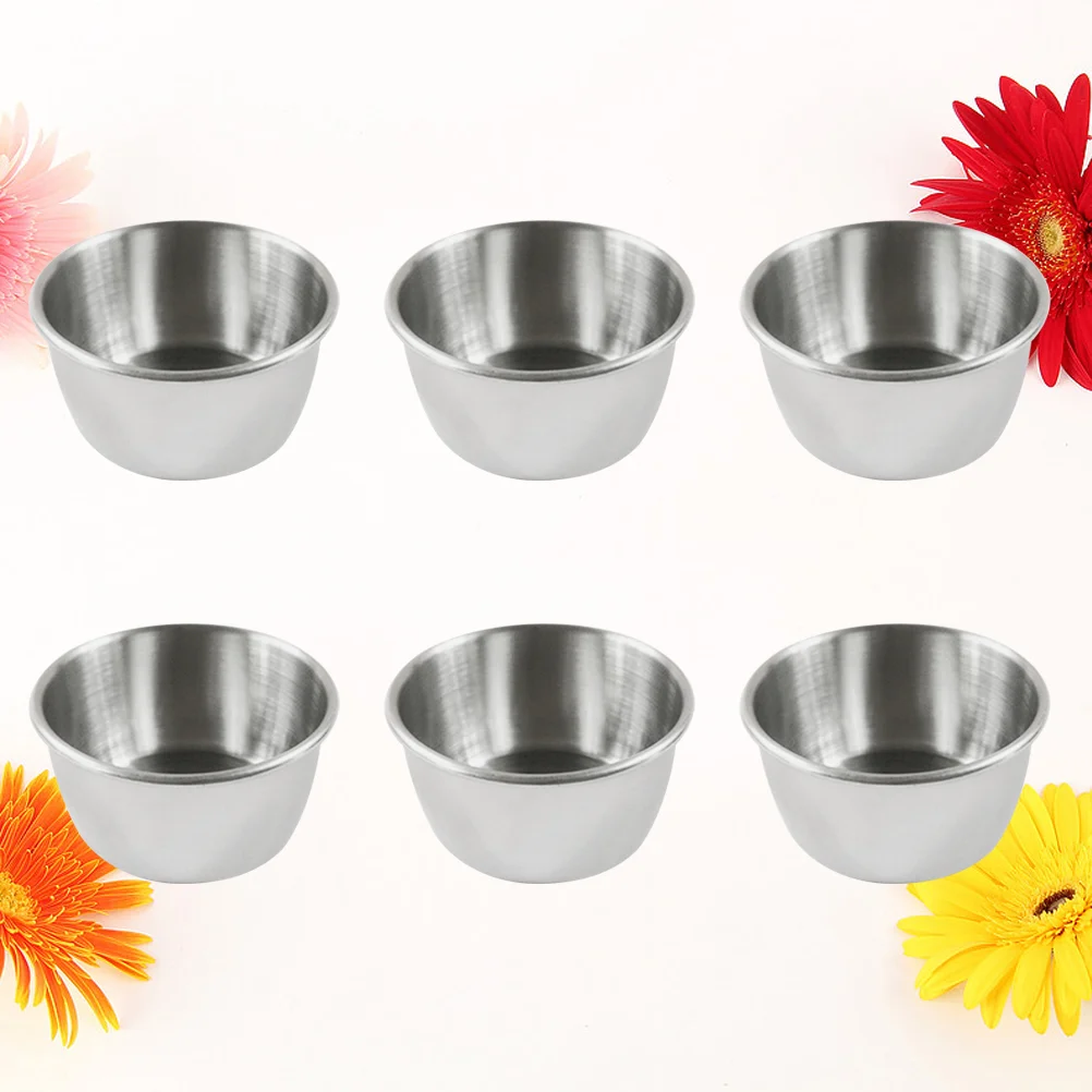 

Cups Sauce Bowl Dipping Condiment Dish Metal Dishes Sauces Cup Stainless Bowls Seasoning Small Round Steel Mini Individual Soy