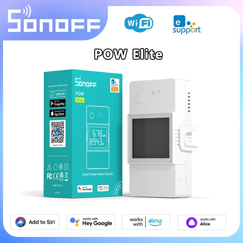

Смарт-переключатель SONOFF POW Elite с поддержкой Wi-Fi, 16 А, 20 А